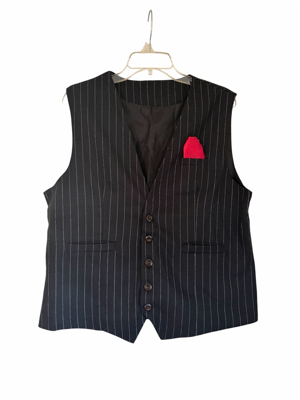 Roaring 20s Men’s Gangster Vest Set-Pinstripe Vest, Arm Garters, Bow Tie & Cigar